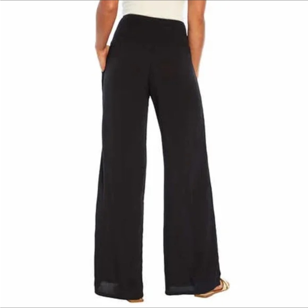 Three Dots Wide Leg Pant Black Crepe - Picture 2 of 14